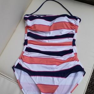 Tommy Bahama one piece swimsuit sz 10 rugby stripe